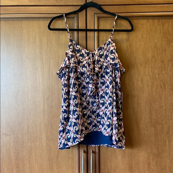 NWT The Webster Flouncy navy patterned tank top - Picture 2 of 6